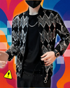 Y2K Men's Streetwear Night Club Stage Thin Motorcycle Jackets Fashion Men Hip Hop Sequined Bombers Jacket Coat Fashion Clothing
