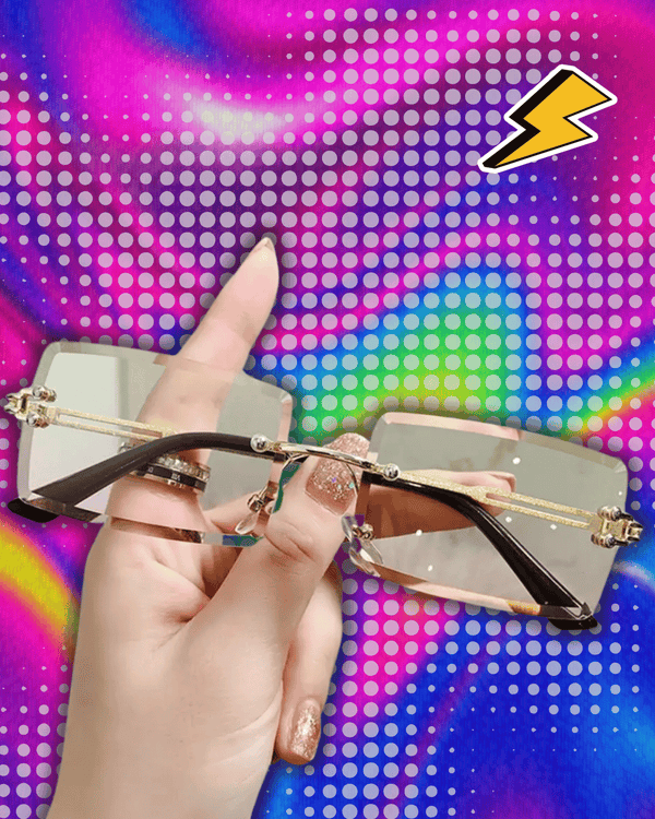 2023 Luxury Rhinestone Sunglasses for Women Y2K Retro Rimless Rectangle Sun Glasses Female Vintage Shades Travel Beach Eyewear
