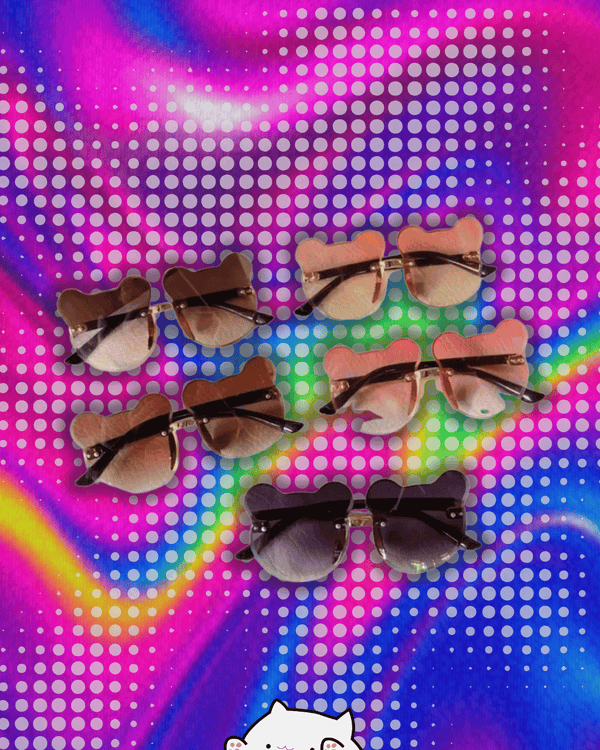 Fashionable New Outdoor Travel Skiing Sunglasses Cartoon Bear Sunglassess for Boy Girl Children Rimless Casual Sunglasses UV400