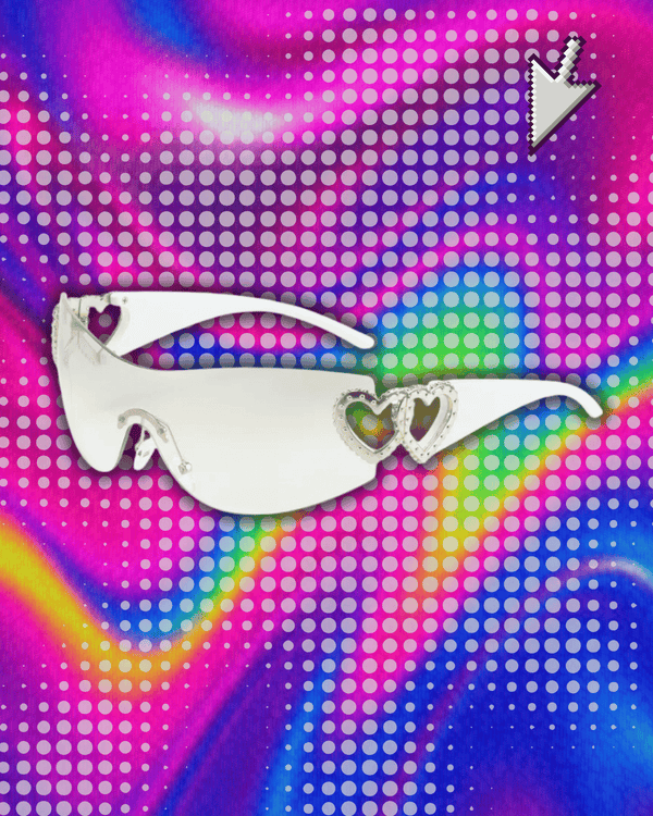 1pc Y2K Fashion Heart-Shaped Rimless Wrap-Around Cycling Glasses for Women One-Piece Fashion Glasses with Sun Protection