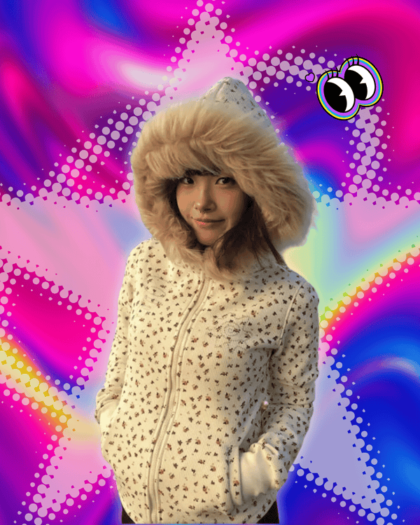 Karrram Japanese Y2k Fur Hooded Coat Vintage Harajuku Floral Winter Jacket 2000s Aesthetics Rhinestone Print Outerwear Fairycore