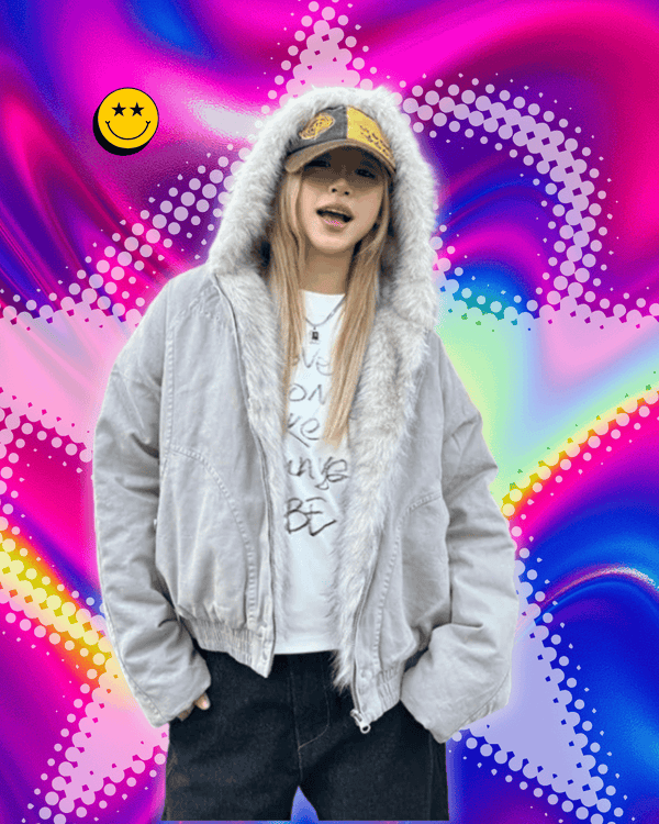 American Retro Fur Collar Hooded Jacket Women Y2K Streetwear Winter New Velvet Thickened Warm Harajuku Loose Casual Jacket