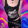American Vintage Punk Rock Camisole for Women Summer Sexy Slim Fit Print T-shirts Y2k E-Girl Sleeveless Black Tops