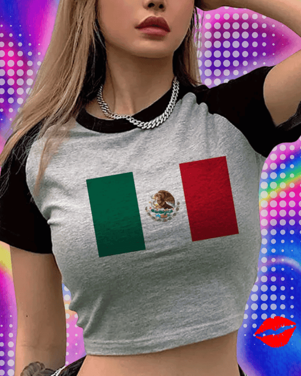 Mexico 90s korean fashion yk2 crop top Female Harajuku manga 90s 2000s t-shirts cropped