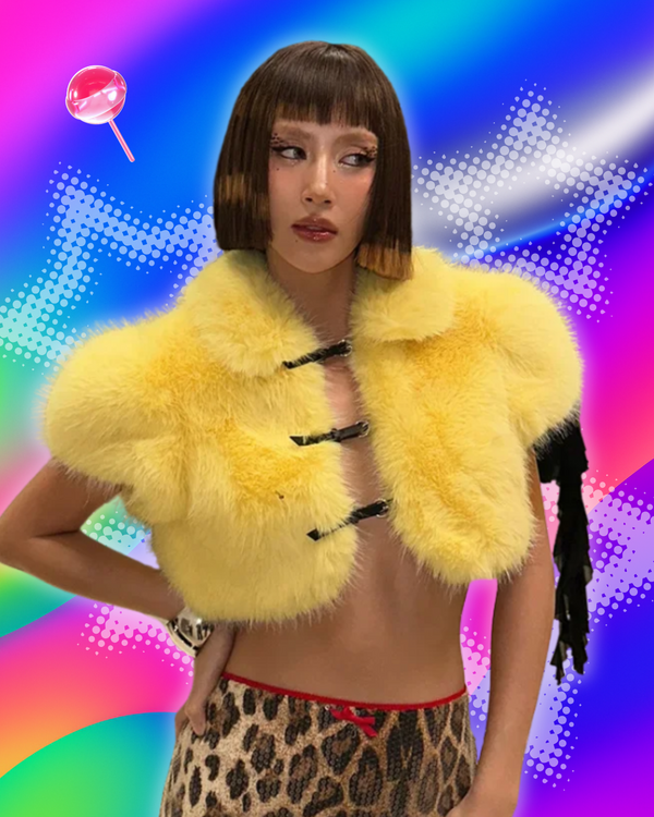 Fashion Cute Women Fur Cardigan Lapel Jackets Tops Short Sleeves Buckle Crop Jacket Outerwear Party Y2k Plush Coats & Jackets