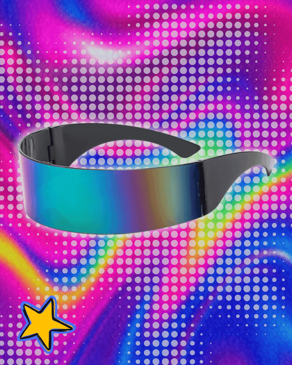 Y2K Future Warrior Rimless Sunglasses One Piece Lens Wrap Around Cyber Punk Futuristic Men Women Hip Hop Party Sun Glasses