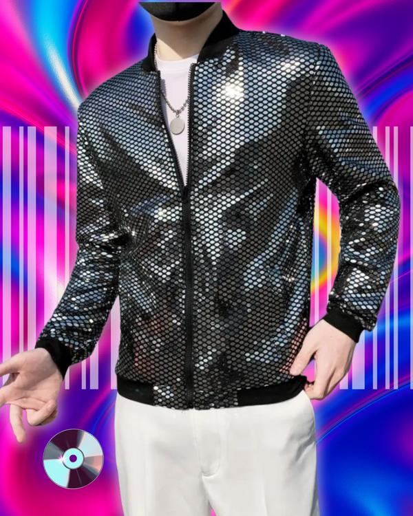 Y2K Men's Streetwear Night Club Stage Thin Motorcycle Jackets Fashion Men Hip Hop Sequined Bombers Jacket Coat Fashion Clothing