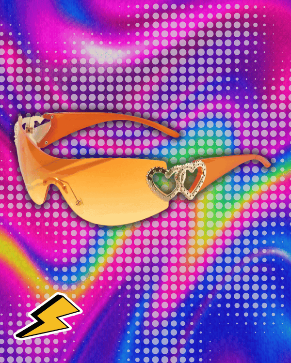 1pc Y2K Fashion Heart-Shaped Rimless Wrap-Around Cycling Glasses for Women One-Piece Fashion Glasses with Sun Protection