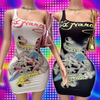 HLJ Y2K Pattern Printing Bodycon One Piece Spaghetti Strap Mini Dresses Women Sleeveless Backless Slim Vestidos Sexy Streetwear