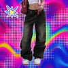 Low Waist Jeans for Women Goth Y2k Style Baggy Jeans Punk New Jeans Wide Leg Denim Pants Kpop Casual Loose Streetwear