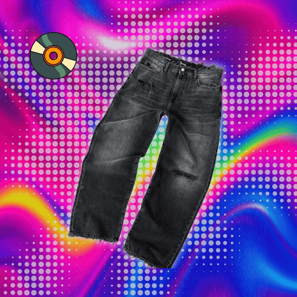 Baggy Jeans for Men Y2k Hip Hop Distressed Retro Black PantsOversized Embroidery Harajuku Gothic Wide Leg Trousers Streetwear
