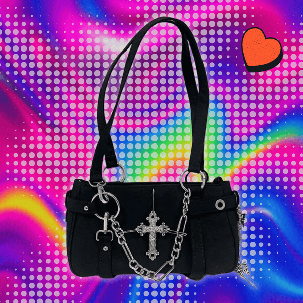 Vintage Spice Girls Y2k Women Handbags Punk Trendy Biker Chain Cross Shoulder Bag Ladies Underarm Tote Bag Повседневная Сумка