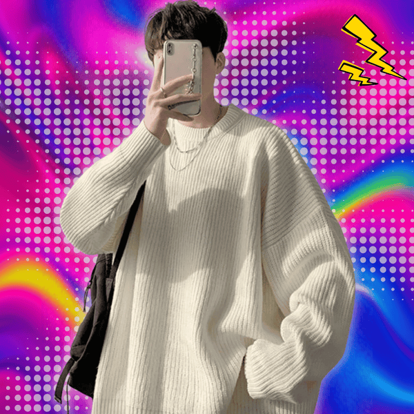 Y2K Solid Color Knit Sweater