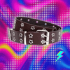 Y2K Punk Rivet Leather Belts Women Men Star PU Black White Waist Strap Double Row Hollow Trendy Waistband Jeans Skirt Decoration