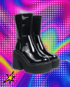 GIGIFOX Goth Platform High Heels Zip Chunky Women's Boots Black Punk Thick Bottom Motorcycle Boots Cosplay Y2K Casual Shoes