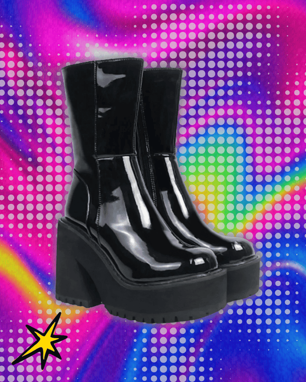 GIGIFOX Goth Platform High Heels Zip Chunky Women's Boots Black Punk Thick Bottom Motorcycle Boots Cosplay Y2K Casual Shoes