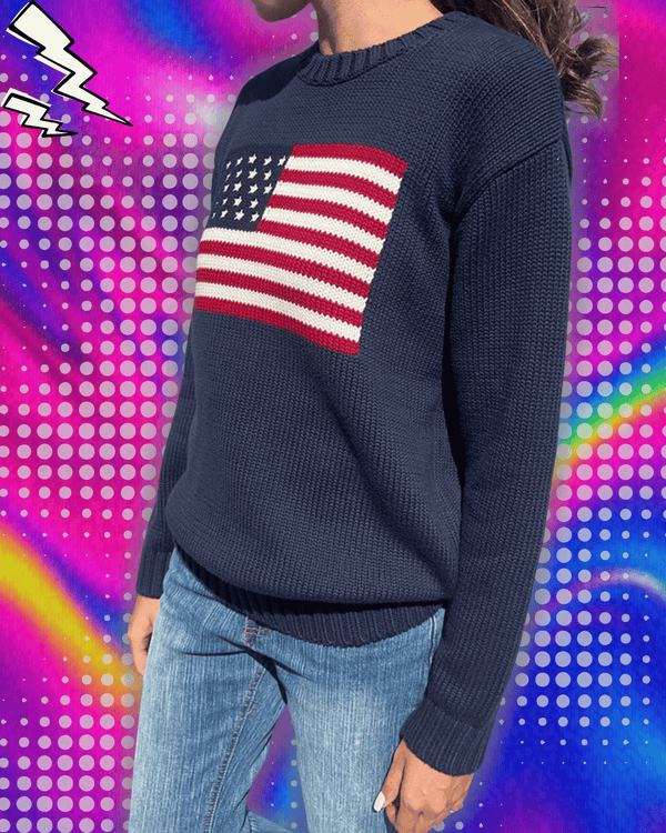 Streetwear Y2k Retro Sweater Star Print Long Sleeve Crew Neck Knit Pullover Jumper Top 2000s Vintage Sweater Winter Fall