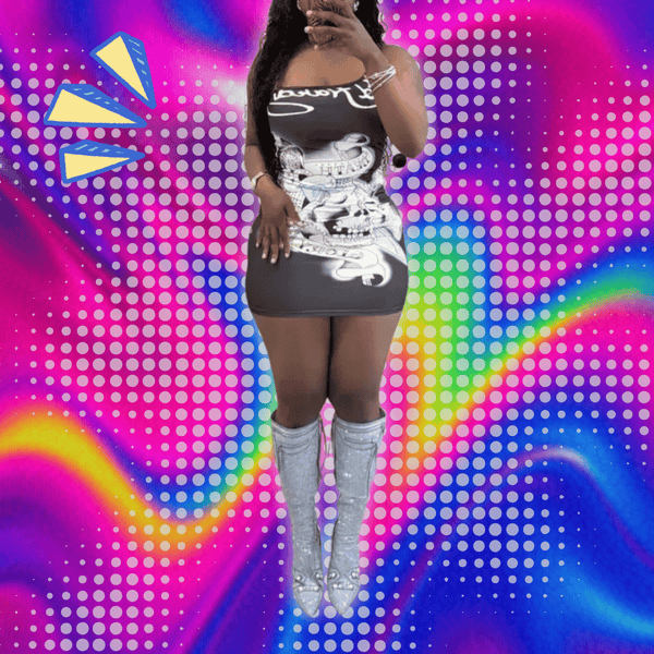 HLJ Y2K Pattern Printing Bodycon One Piece Spaghetti Strap Mini Dresses Women Sleeveless Backless Slim Vestidos Sexy Streetwear