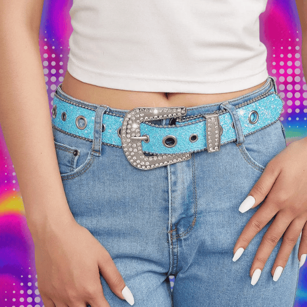 Y2K Rhinestone Leather Belt