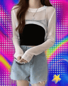 Women Y2k Crochet Knit Hollow Out Crop Top Long Flared Sleeve Shrug Sweater Mesh Cover Ups Cardigan Streetwear