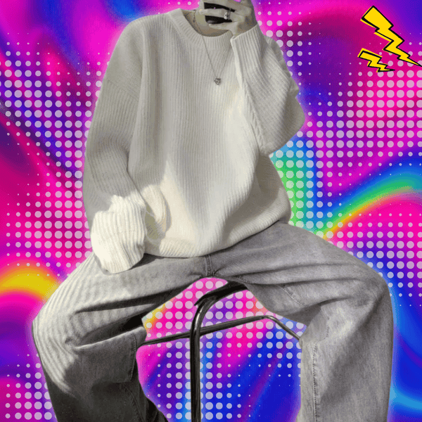 Y2K Solid Color Knit Sweater