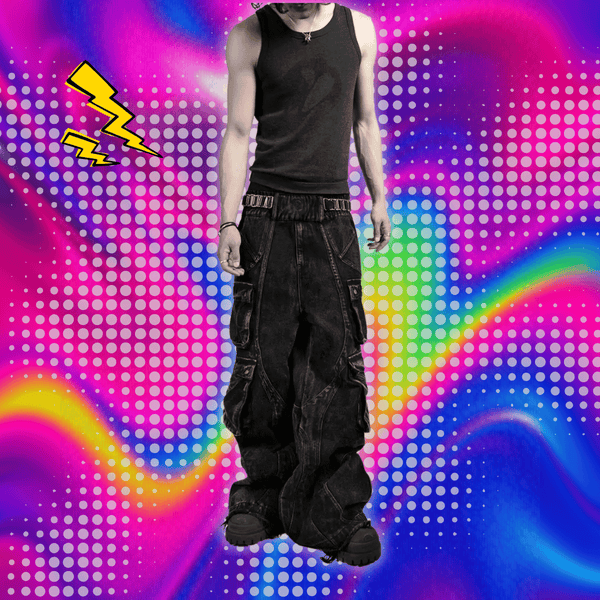 2024 New Gothic Retro Jeans for Men Wide Leg Straight Black Y2k Baggy Jeans Harajuku Hip Hop High Waist Denim Pants Streetwear