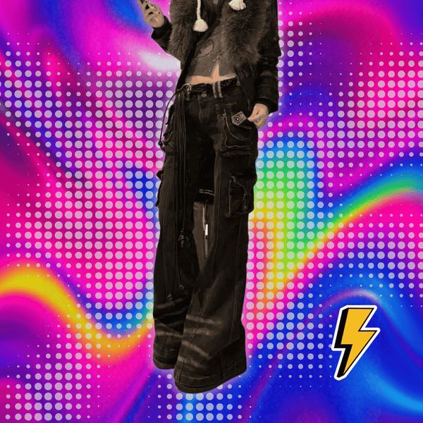 Women Korean Fashion Chic Jeans Grunge Japanese Harajuku Gyaru Y2K Denim Cargo Pants Cyber Punk Hip-pop 2000s Aesthetic Tomboy