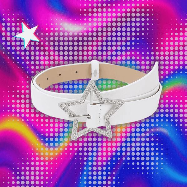 Y2K Star Buckle Belt Pink Leather Elastic Binding Embellished Waistband Sparkling Rhinestone Retro Bride Decoration Accessories