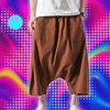 Mens Overalls Cotton Shorts Pants Wide Leg Knee Length Men Pants Casual Stretch Garment Parachute Pants Harajuku Streetwear Y2k