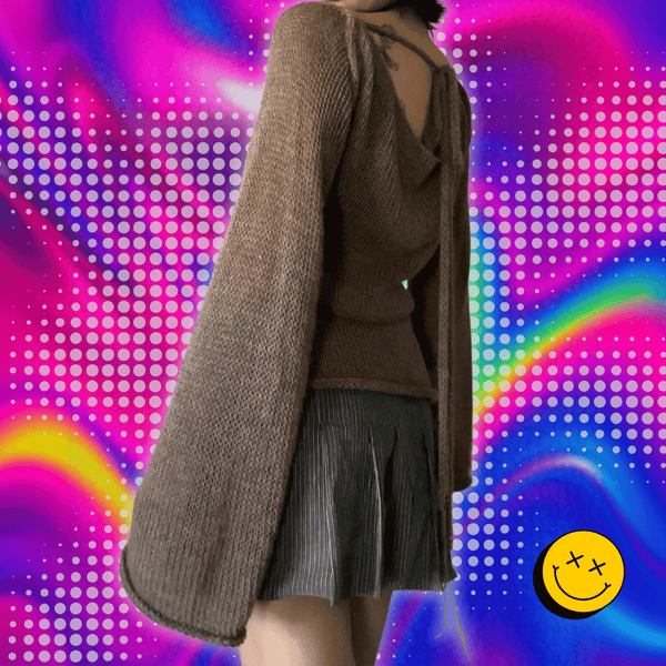 Fashion Women's T-shirt Tie Back Sweaters Long Sleeve Boat Neck Solid Color Knit Pullover Casual Tops Streetwear Y2k Summer Cami