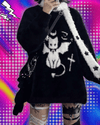 Harajuku Gothic Casual Oversized Knitted Jumpers Grunge Cartoon Sweater Fashion Knitwear Y2k Aesthetic Balack Loose Pullover
