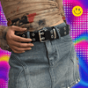 Women's BeltLarge size Double Hole Men Belt Punk Hip Hop Rock Style Subculture Y2K Belt Punch Free Belt for Men and Women