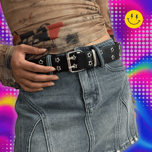 Women's BeltLarge size Double Hole Men Belt Punk Hip Hop Rock Style Subculture Y2K Belt Punch Free Belt for Men and Women