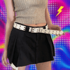 Y2K Punk Rivet Leather Belts Women Men Star PU Black White Waist Strap Double Row Hollow Trendy Waistband Jeans Skirt Decoration
