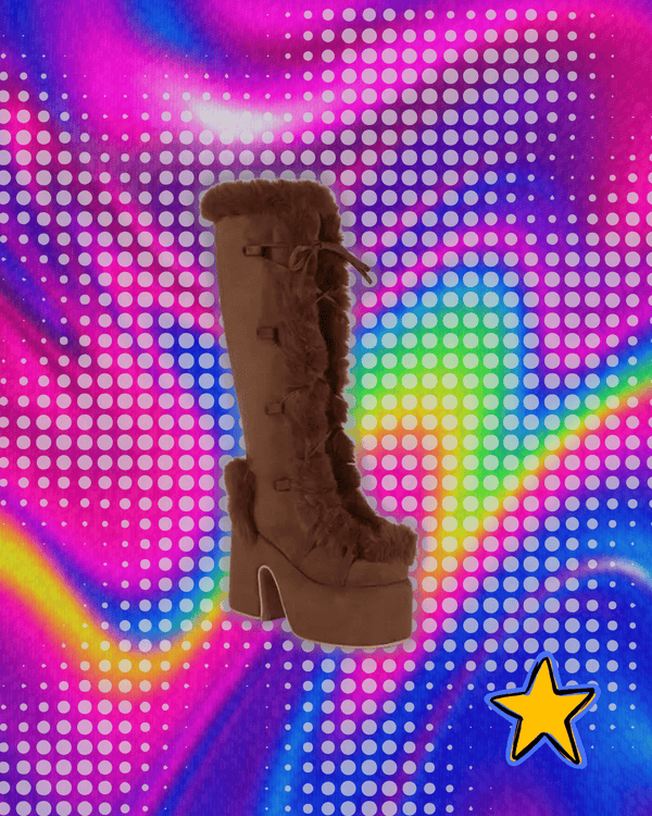 2024 Winter Big Size 43 y2k White Punk Style Women's Faux Fur Chunky Platform Boots Gothic Black Block High Heels Shoes