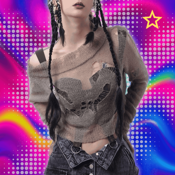 Y2K Ripped Knit Top