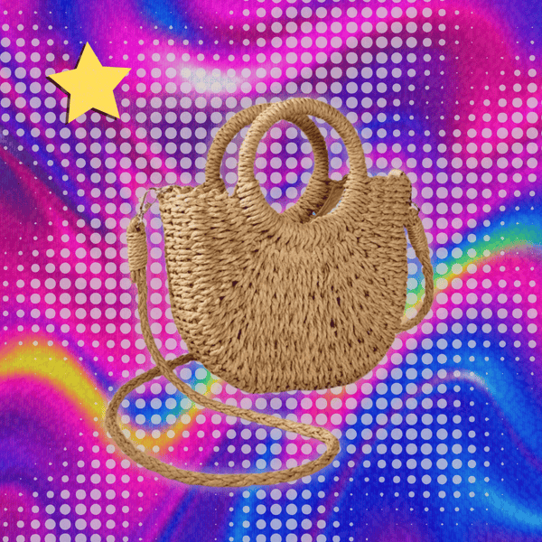 Handwoven Straw Rattan Half-Moon Beach Handbag Large Capacity Women Summer Hollow Out Crossbody Shoulder Bag