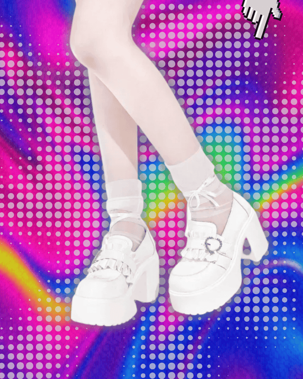 Sweet Heart-Shaped Buckle Lolita High Heels Pump Shoes for Women Y2k PU Leather Waterproof Platform Mary Janes Shoes