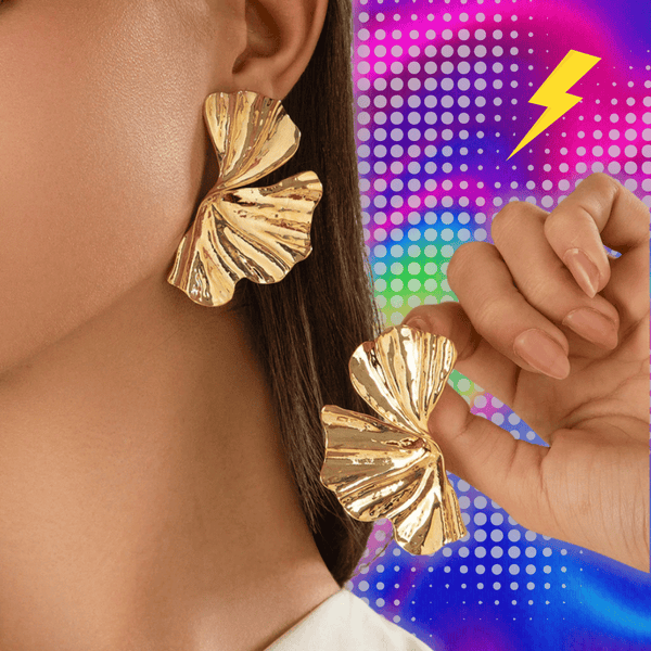 Ingemark Exaggerated Big Maple Leaf Stud Earrings for Women Punk Gold Color Geometric Petal Piercing Earrings Y2K Accessories