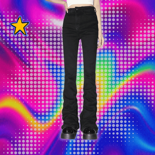 REDDACHiC Black Ruched Flare Jeans Women Solid Stretch Bootcut Stacked Pants High Rise Trousers Harajuku Goth Grunge Y2k Clothes