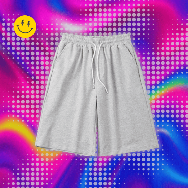 Summer New Y2K Solid Color Cotton Loose Men's Sports Pants Shorts Street Wear Simple Drawstring Straight Casual Shorts Male