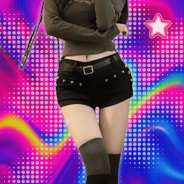 Combhasaki Women Y2K Vintage Hot Denim Shorts Summer Harajuku Button Low Waist Rivets Slim Fit Jean Short Pants Party Streetwear