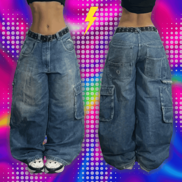 Y2K Black Skull Baggy Jeans