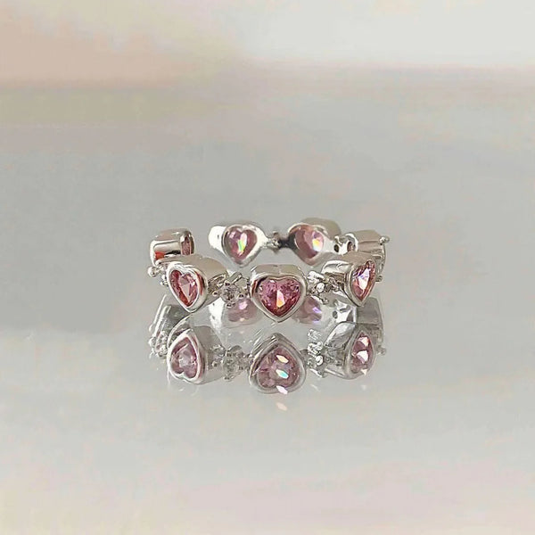 Y2K Sparkling Pink Rings