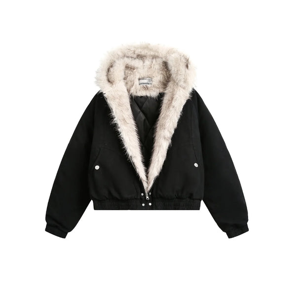 Y2K Leather Fur Collar Jacket