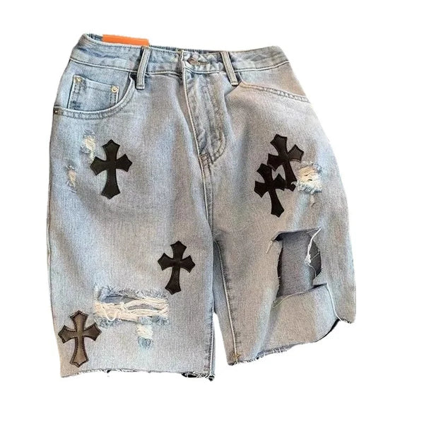 Y2K Ripped Denim Shorts