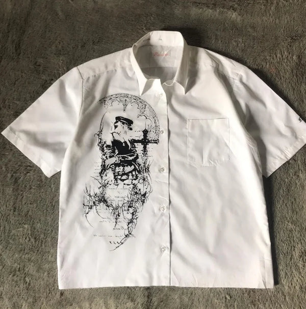 Y2K Gothic Printed Polo Shirt