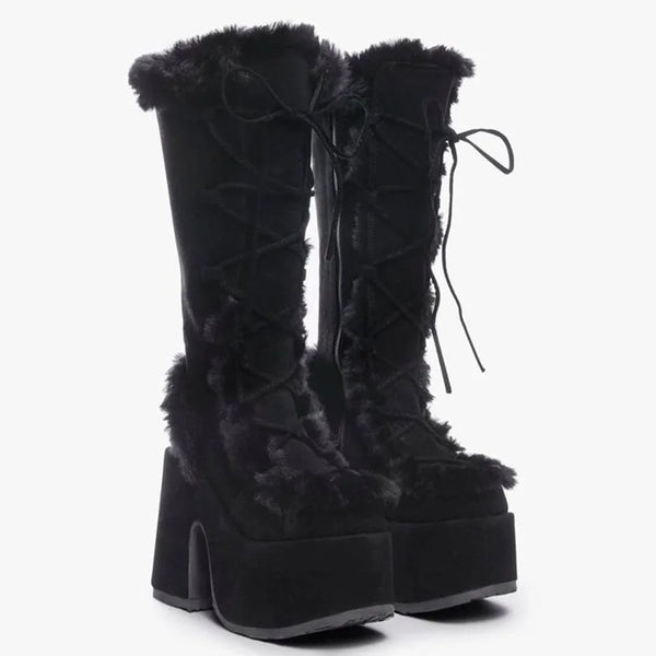 Y2K Fur High Heel Boots