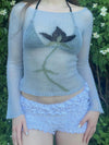 Y2K Floral Graphic Knit Top