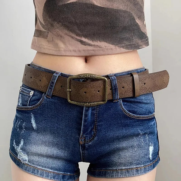 Y2K Ethnic Style Leather Belt